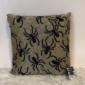 Noir Night beaded spider decorative Halloween pillow